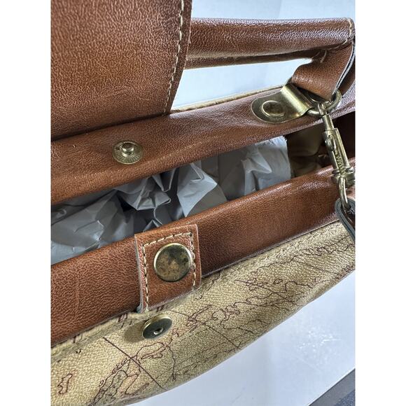 The Columbus Collection By Bagoda Vtg Map Print Travel Luggage Satchel Gladstone - Picture 7 of 16